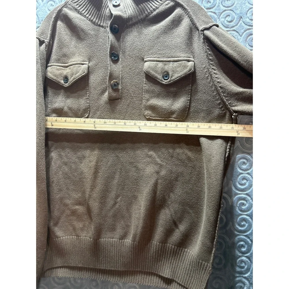 Haggar Mens Brown Knit Mock Neck Button Up Pullover Sweater L G‎ - Picture 6 of 8